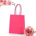 Rose red thick kraft paper gift bag with matching twisted paper handles and square base - Rose Red