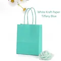 Thickened Tiffany Blue white kraft paper gift bag with matching twisted paper handles - Tiffany Blue