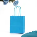 Sky blue white kraft paper gift bag with matching twisted handles and zigzag edges - Sky Blue