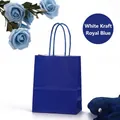 Royal blue thickened kraft paper bag with woven handles for gifts and shopping - Royal Blue