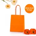 Orange white kraft paper gift bag with matching twisted handle for packaging - Orange