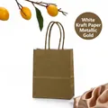 Elegant metallic gold kraft paper gift bag with twisted handles and a white interior - Metallic Gold