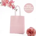 Sac cadeau premium en papier kraft rose macaron avec poignées pour shopping et emballage - Poudre De Macaroni ; 12 Cm De Long × 15 Cm De Haut × 6 Cm De Côté (format Mini) ; 120 G De Papier Kraft
