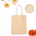 Sac shopping épais en papier kraft blanc orange macaron avec poignées assorties - Maca Orange ; 12 Cm De Long * 15 Cm De Haut * 6 Cm De Côté (format Mini) ; Papier Kraft 120 G