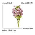Spilla bouquet di rose in smalto elegante con fiori rosa e foglie dorate di 4,9cm - Rosa