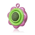Pink flower shaped rotatable catnip ball toy for cats with green wall mount stand - Sunflower Rotating Catnip Ball - Pink