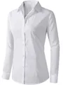 Dettagli della camicia bianca a maniche lunghe che mostra il colletto e il taglio slim - S / Bianco Manica Lunga
