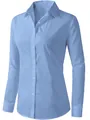 Dettaglio della camicia sfiancata azzurra con colletto rovesciato e bottoni per ufficio - S / Blu Manica Lunga