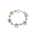 Dettaglio catena a sfere argento con inserti in pietra occhio di gatto gialla - Bracciale / Bracciale Occhio di Gatto Ambra