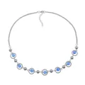 Detail of silver necklace with blue cat eye stone beads and lobster clasp closure - Blue Cat Eye Necklace