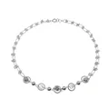 Collana in acciaio al titanio con pietra occhio di gatto blu e perle di marmo su bianco - Collana / Collana Occhio di Gatto Grigio Chiaro di Luna
