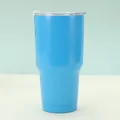 30oz bright sky blue vacuum insulated stainless steel tumbler with clear sealing lid - Blue