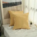 Close-up of bright yellow corduroy pillow covers showing soft ribbed texture details - 40x40cm / Lemon Yellow