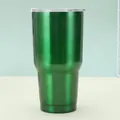 Macro view of 30oz green stainless steel tumbler featuring double-wall vacuum insulation - Green