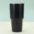 Macro shot of 30oz black stainless steel tumbler with matte finish and sliding lid - Black