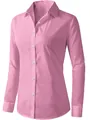 Dettaglio camicia rosa a maniche lunghe con colletto classico e bottoni bianchi - S / Rosa Manica Lunga