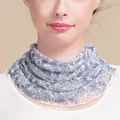 Blue floral lace silk neck gaiter for women featuring breathable mesh fabric for summer - Blue and White Floral Lace (6248840083547)