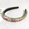 Rainbow rhinestone padded headband with colorful crystals and black velvet lining - Rainbow Rhinestone / Colorful