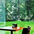 White coffee cup wall decal with heart and beans on a window overlooking nature - 58x30cm White / White