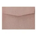 Detail of rose gold glitter texture and V-shaped flap on square self-adhesive envelope - Rose Gold Long (19x13cm)