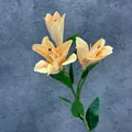 Lifelike 3-head artificial lily flower in warm orange finish with green foliage - Light Orange
