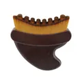 Brocha de maquillaje ergonómica con mango de madera marrón y cerdas densas - Brocha Linfática en Forma de Coma