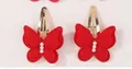 Paire de barrettes nœuds rouges pour enfants avec perles blanches et pinces BB dorées - Combinaison Rouge (9)