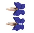 Lot de deux barrettes papillon en tissu bleu marine avec perles blanches et pinces BB dorées - Combinaison Bleu Foncé (10)