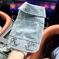 Lichtblauw gewassen denim hondenhestje met metalen D-ring en handige kleine zakken - XS / Retro Mode Blauw