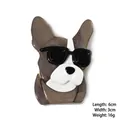 Cute bulldog acrylic brooch with sunglasses and marble texture finish, 6cm size - Gray + Deep Black Gray Dog Head (XZ00094)