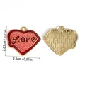 DIY Valentinstag Herzanhänger mit rosa Glitzer und Love-Schriftzug, Vorder- und Rückansicht - Love Text Glitzerherz (A5-240) / 20.5x23mm / Rot-Rosa-Gold