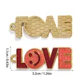 Roter Glitzer LOVE Anhänger mit Herz-Smiley für DIY Schmuckherstellung - LOVE Smile Anhänger (A5-242) / 32x11mm / Rot-Rosa-Gold