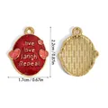 Ovaler Live Love Laugh Repeat Legierungsanhänger mit rotem Glitzer für DIY Schmuck - Live Love Laugh Ovaler Anhänger (A5-243) / 22x17mm / Rotgold