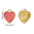 DIY Herzanhänger aus Legierung mit rotem Glitzer und vergoldeter Rückseite für Schmuck - Rosa Glitzerherz (A5-227) / 14.5x18mm / Rosa