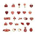 DIY Herzanhänger zum Valentinstag aus roter und rosa Legierung mit Goldrand - Vollständiges Set (25 Modelle) / 25er Set (80x60mm) / Gemischte Farben