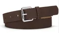 Ceinture en daim marron foncé pour femme avec boucle argentée et coutures fines - 105cm x 2.8cm / Café