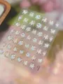 3D butterfly nail art sticker YT8364 with silver embossed floral designs in pastel colors - Silver Bronzing Shell Light (YT8364Pro)