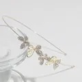 Serre-tête fin doré élégant avec papillon en strass et perles pour femmes - Papillon en Perles et Strass