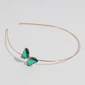 Collier ras du cou doré élégant avec pendentif papillon en cristal vert translucide - Papillon Vert