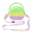 Rainbow gradient silicone heart pop fidget shoulder bag for kids with adjustable strap - Semi-circle Heart Green Yellow Purple with Strap