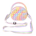 Rainbow marble silicone heart bubble pop purse for kids with adjustable strap - Semi-circle Heart Pink Camouflage with Strap