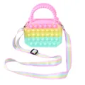 Pink yellow green gradient silicone pop it shoulder bag with rainbow strap - Octagon Macaron with Strap