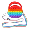 Rainbow silicone heart pop fidget cross-body bag for kids with adjustable strap - Semi-circle Heart Rainbow with Strap