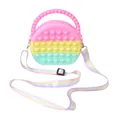 Rainbow gradient silicone pop-it shoulder bag for kids with heart bubbles and strap - Semi-circle Heart Macaron with Strap