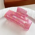 Pinza de pelo rectangular rosa mármol con detalles dorados para peinado casual - Rectángulo Oro Rosa / 7.5cm