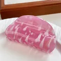 Pinza de pelo en acrílico jaspeado rosa y blanco con purpurina dorada y acabado brillante - Semicírculo Grande Oro Rosa / 8cm