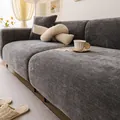 Funda de sofá de chenilla gris oscuro con elegante patrón de espiga para sala de estar - Una Plaza / gris oscuro