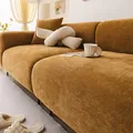 Funda de sofá de chenilla amarillo mostaza con diseño de espiga y textura antideslizante - Una Plaza / Amarillo jengibre