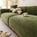 Housse de canapé vert mousse en chenille à chevrons avec texture antidérapante - Vert matcha
