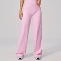 Women's high waist wide leg yoga pants in soft pink quick-drying elastic fabric - Sakura Pink